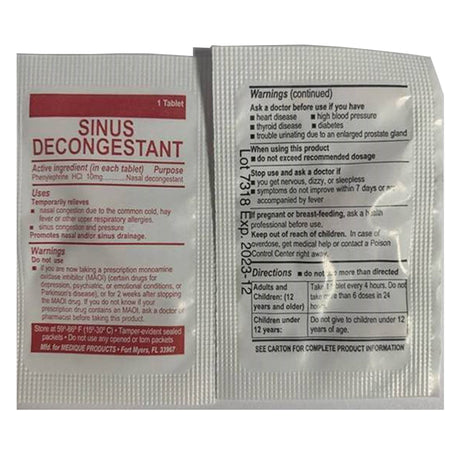 Medi-First Phenylephrine Sinus Relief-Sinus Relief Medi-First 10 mg Strength Tablet 100 per Box