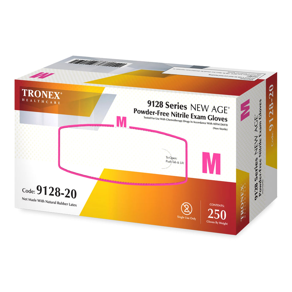 New Age 9128 Series Nitrile Exam Glove, Medium, Violet-Blue-Exam Glove NEW AGE 9128 Series Medium NonSterile Nitrile Standard Cuff Length Textured Fingertips Violet Blue Chemo Tested / Fentanyl Tested