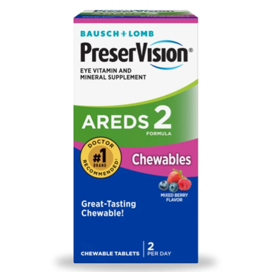 Bausch + Lomb PreserVision AREDS 2 Chewables, Mixed Berry Flavor-Vitamin Supplement PreserVision Areds 2 Chewable Tablet 60 per Bottle Mixed Berry Flavor