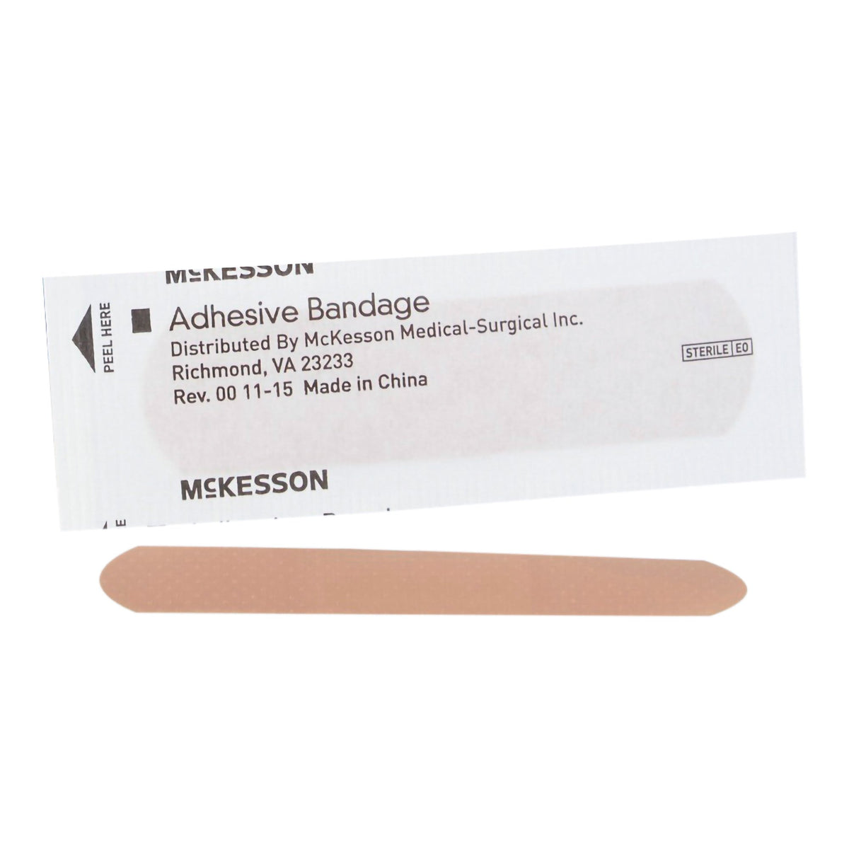 McKesson Adhesive Strip, 3/4 x 3 Inch-Adhesive Strip McKesson 3/4 X 3 Inch Plastic Rectangle Tan Sterile