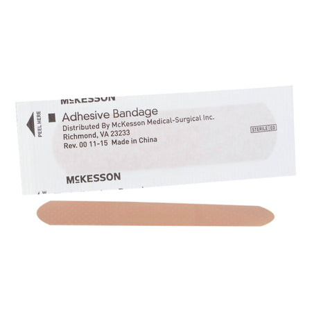 McKesson Adhesive Strip, 3/4 x 3 Inch-Adhesive Strip McKesson 3/4 X 3 Inch Plastic Rectangle Tan Sterile