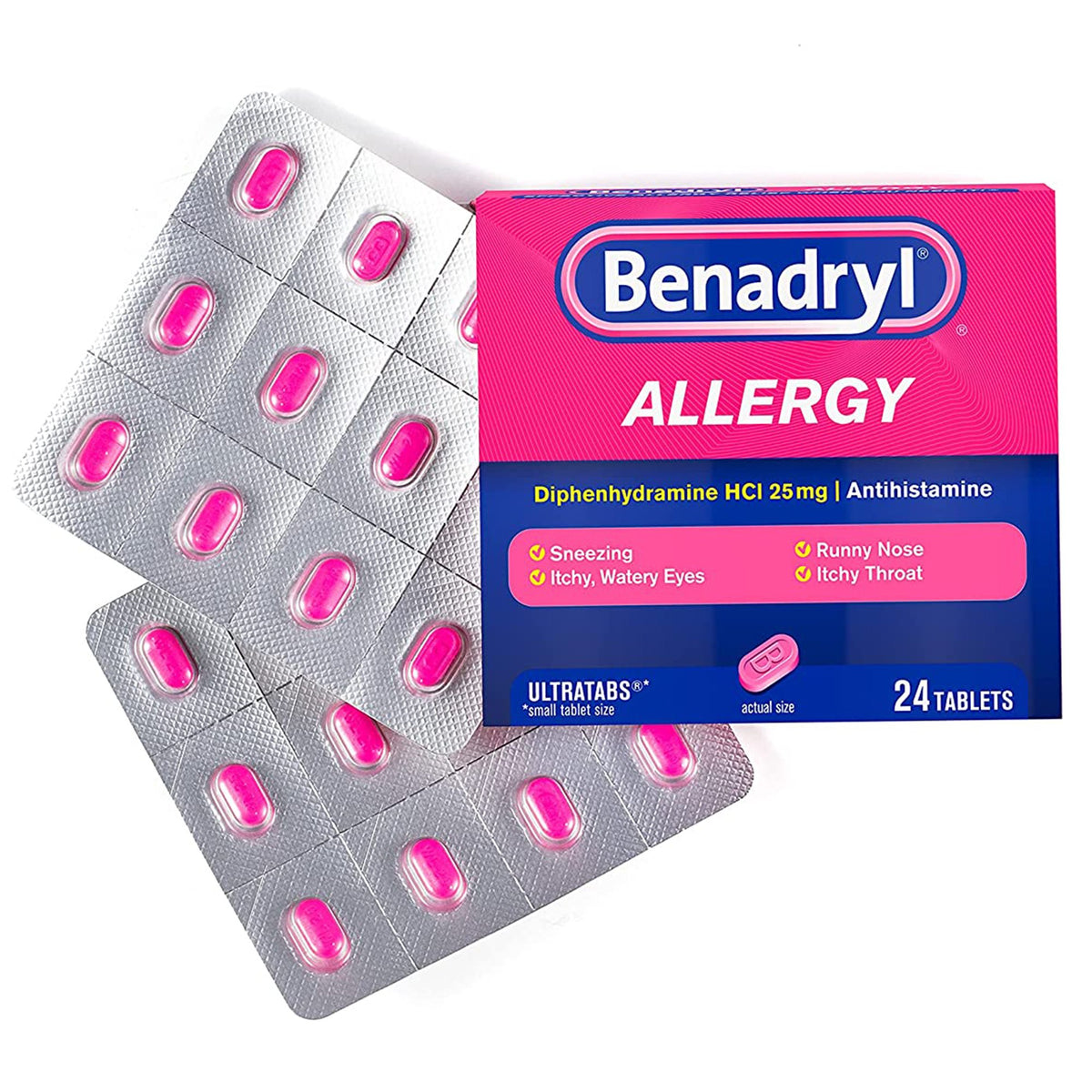 Benadryl Allergy Ultratabs-Allergy Relief Benadryl 25 mg Strength Tablet 24 per Box