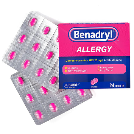 Benadryl Allergy Ultratabs-Allergy Relief Benadryl 25 mg Strength Tablet 24 per Box