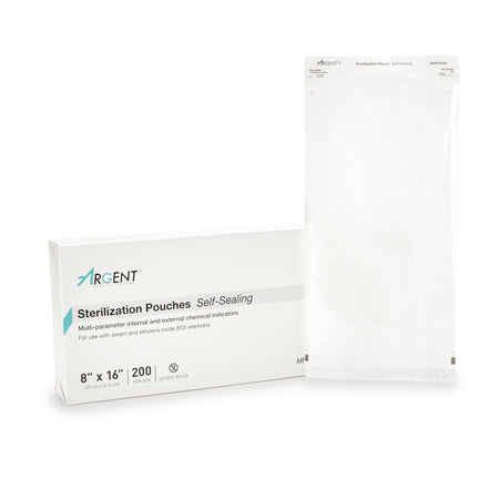 McKesson Argent Sure-Check Sterilization Pouch, 8 x 16 Inch-Sterilization Pouch McKesson Argent Sure-Check Ethylene Oxide (EO) Gas / Steam 8 X 16 Inch Transparent / Blue Self Seal Paper / Film