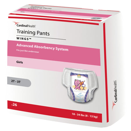 Curity Training Pants, Medium-Female Toddler Training Pants Cardinal Health Wings Pull On with Tear Away Seams Size 2T to 3T Disposable Heavy Absorbency