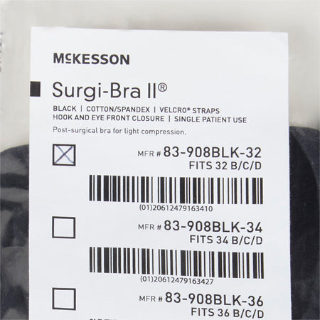 McKesson Surgi-Bra II, 32 Inch, Black-Post-Surgical Bra McKesson Black 32 Inch