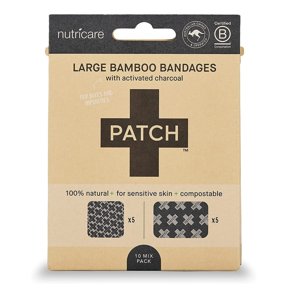 Patch� Adhesive Strip with Charcoal, 3/4 x 3 Inch-Adhesive Strip Patch� 3/4 X 3 Inch Bamboo / Activated Charcoal Rectangle Black Sterile