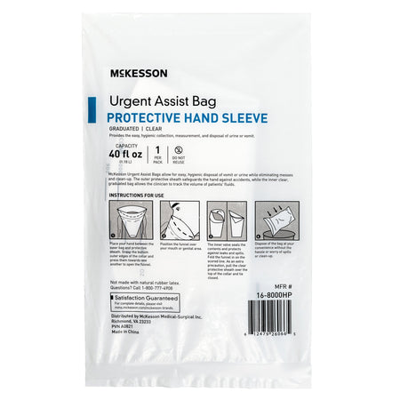 McKesson Urgent Assist Bags with Protective Hand Sleeve-Emesis Bag McKesson 40 oz. Clear