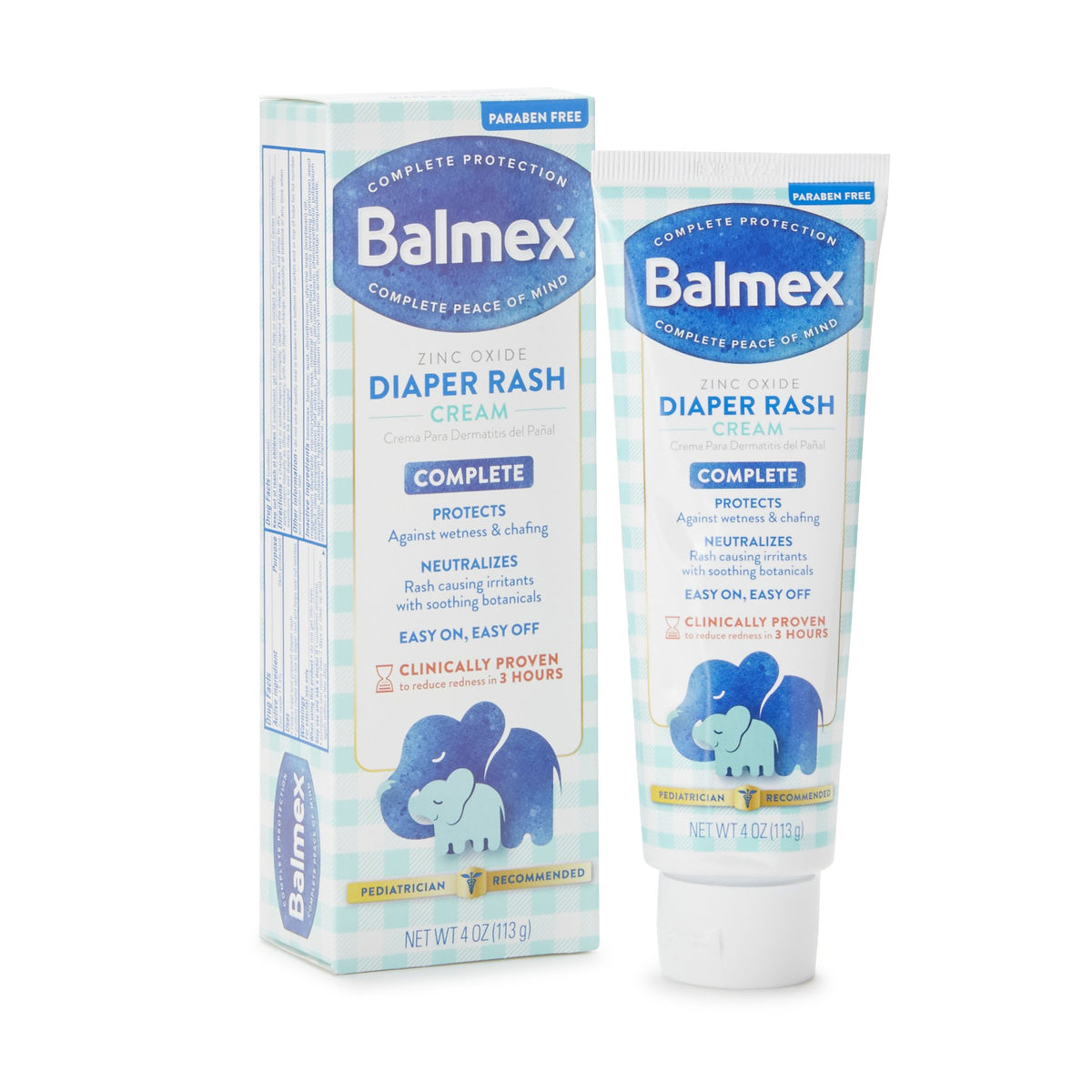 Balmex® Zinc Oxide Complete Diaper Rash Cream, 4-ounce tube - Personal Hygiene>Skin Care>Moisturizers - Emerson Healthcare