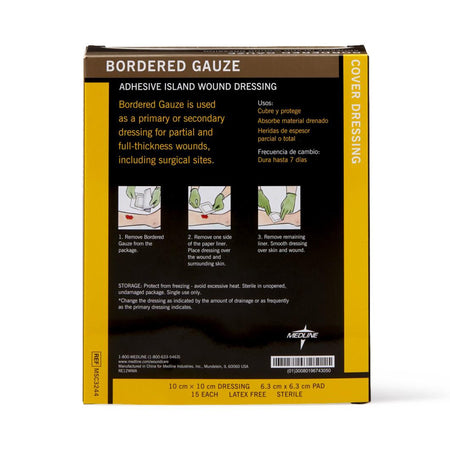 Medline Island Dressing, 4 x 4 Inch-Island Dressing Medline 4 X 4 Inch Square Sterile Water Resistant Nonwoven Backing