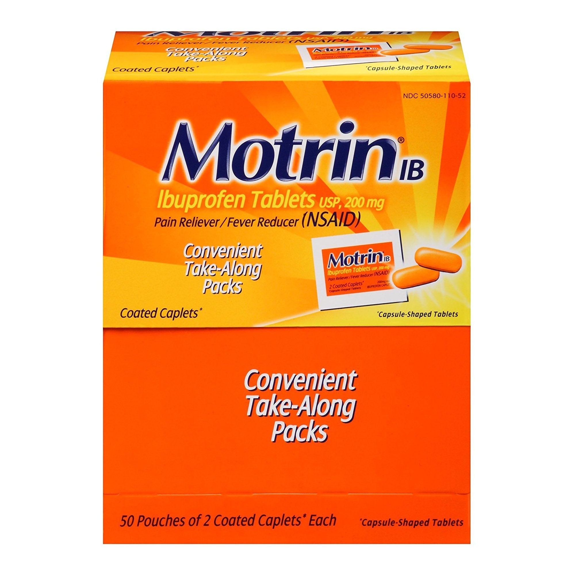 Motrin IB Ibuprofen Pain Relief-Pain Relief Motrin IB 200 mg Strength Ibuprofen Caplet 50 per Box