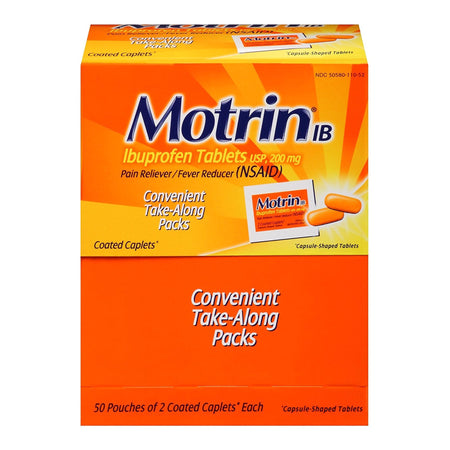 Motrin IB Ibuprofen Pain Relief-Pain Relief Motrin IB 200 mg Strength Ibuprofen Caplet 50 per Box