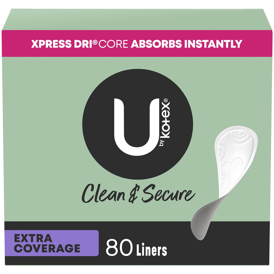 U by Kotex Security Lightdays Liners, Extra-Coverage-Panty Liner U by Kotex Clean & Secure Breathable Regular Absorbency