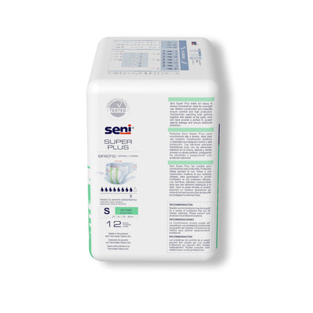 Seni Super Plus Overnight Heavy to Severe Absorbency Incontinence Brief, Small-Unisex Adult Incontinence Brief Seni Super Plus Small Disposable Heavy Absorbency