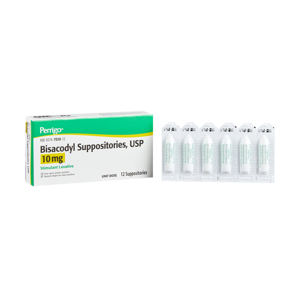 Perrigo Bisacodyl Suppository Laxative-Laxative Perrigo Suppository 12 per Box 10 mg Strength Bisacodyl USP