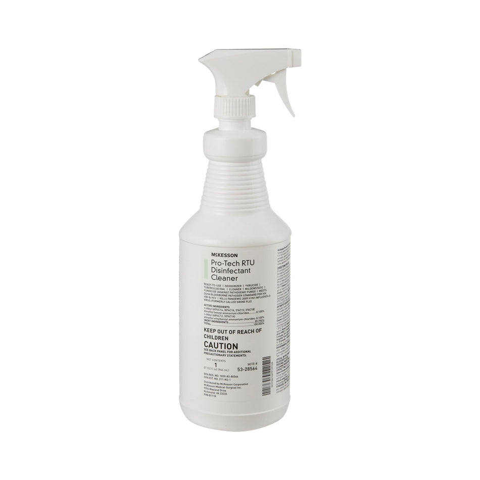 McKesson Pro-Tech Surface Disinfectant Cleaner Alcohol-Based Liquid, Non-Sterile, Floral Scent, 32 oz Bottle-McKesson Pro-Tech Surface Disinfectant Cleaner Quaternary Based J-Fill Dispensing Systems Liquid 32 oz. Bottle Floral Scent NonSterile