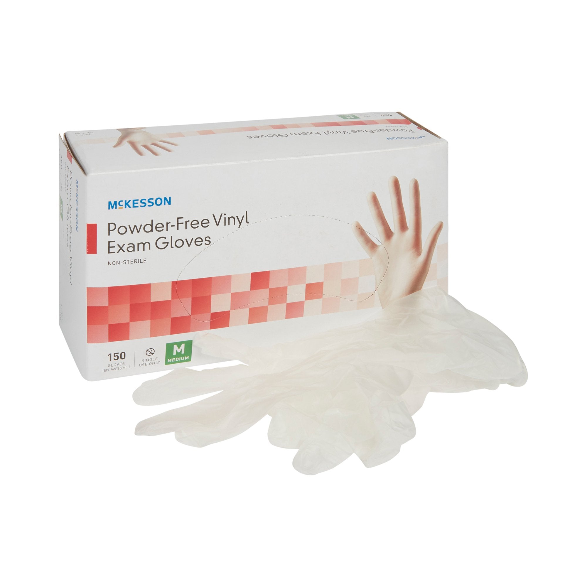 McKesson Vinyl Exam Glove, Medium, Clear-Exam Glove McKesson Medium NonSterile Vinyl Standard Cuff Length Smooth Clear Not Rated