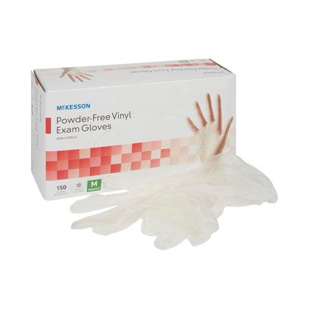 McKesson Vinyl Exam Glove, Medium, Clear-Exam Glove McKesson Medium NonSterile Vinyl Standard Cuff Length Smooth Clear Not Rated