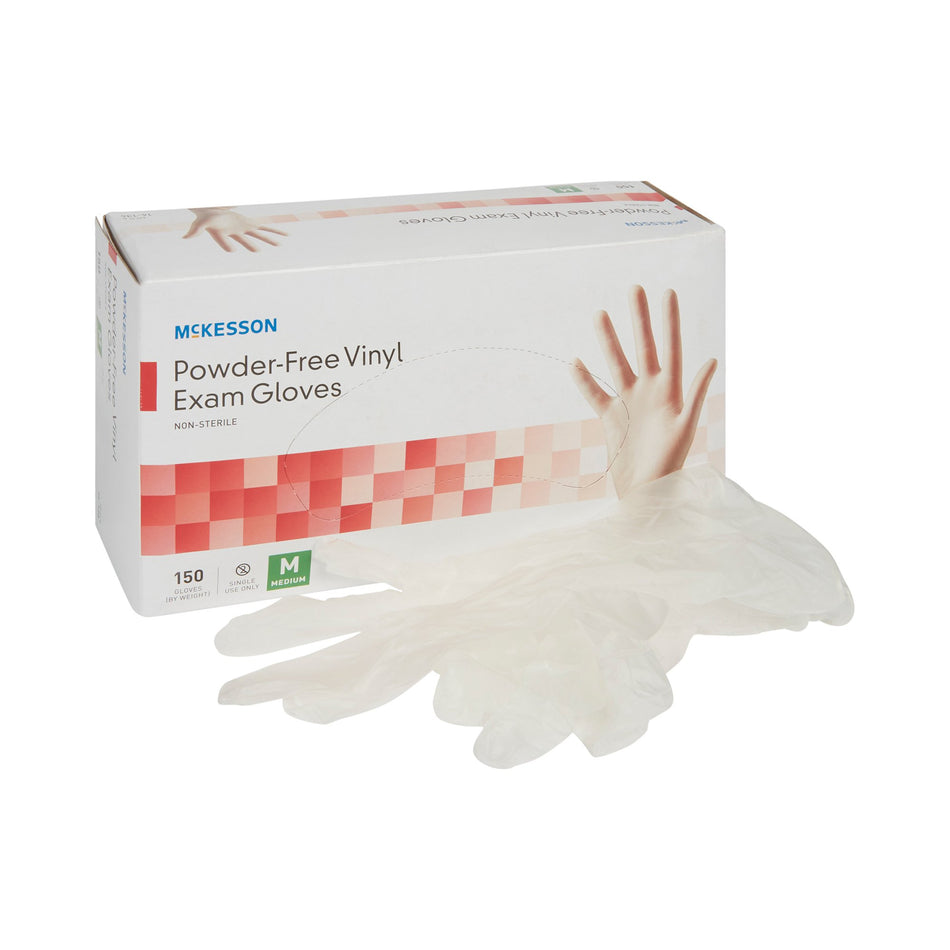 McKesson Vinyl Exam Glove, Medium, Clear-Exam Glove McKesson Medium NonSterile Vinyl Standard Cuff Length Smooth Clear Not Rated