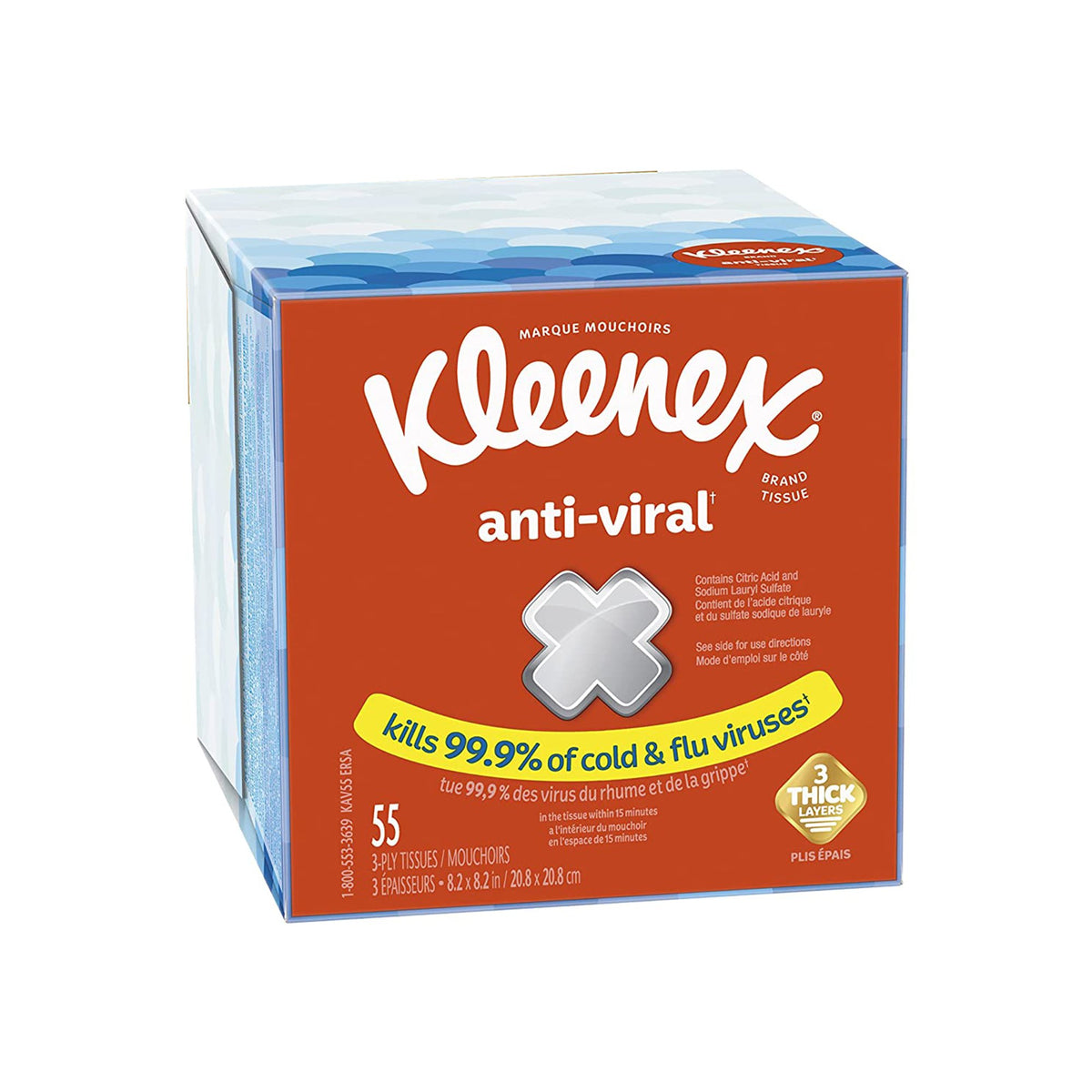 Facial Tissue Kleenex® Anti-Viral White 8-1/5 X 8-1/5 Inch 55 Count - Housekeeping>Facial Tissues - Kimberly Clark