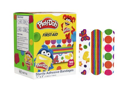 American® White Cross Kid Design (Play Doh) Adhesive Strip, 3/4 x 3 Inch - Wound Care>General Wound Care>Adhesive Bandages...