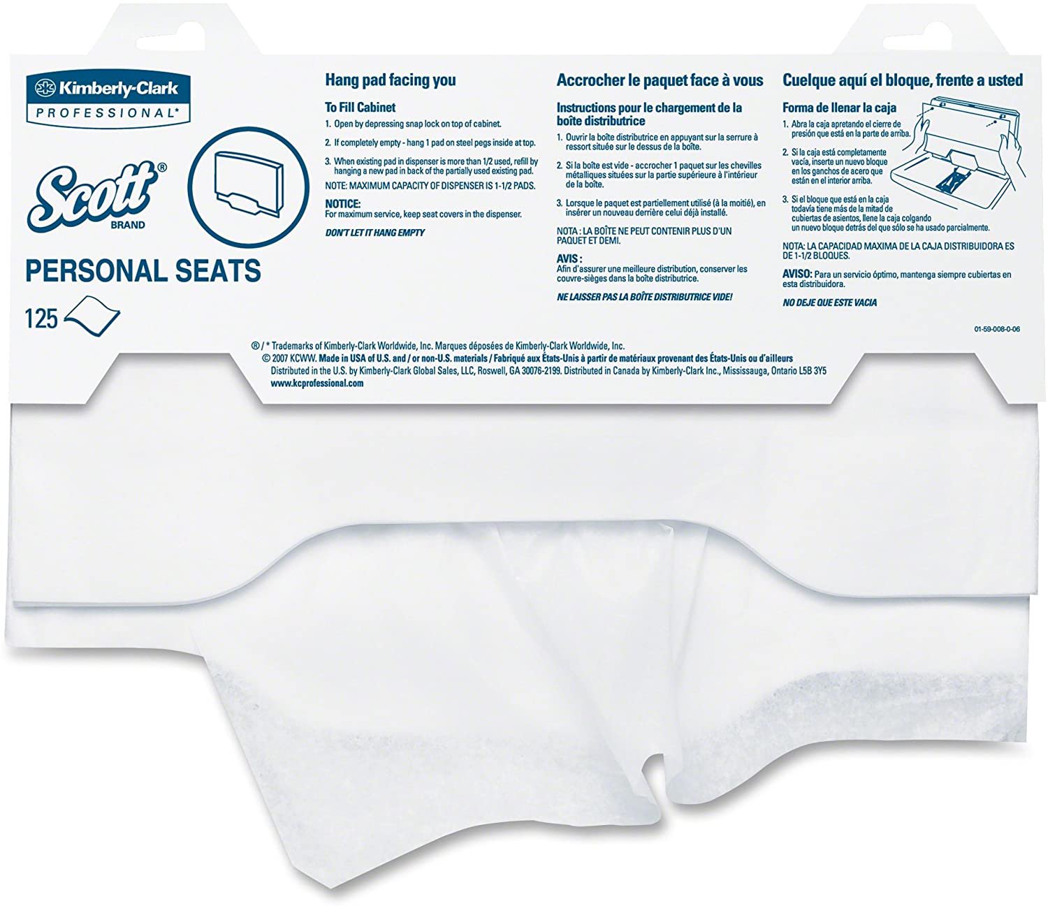 Scott Toilet Seat Cover, 125 per Pack-Toilet Seat Cover Scott Personal Seats 15 X 18 Inch