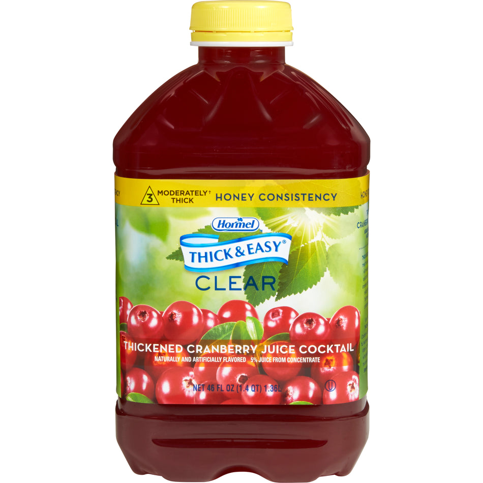Thick & Easy Clear Honey Consistency Cranberry Thickened Beverage, 46-ounce bottle-Thickened Beverage Thick & Easy 46 oz. Bottle Cranberry Juice Cocktail Flavor Liquid IDDSI Level 3 Moderately Thick/Liquidized