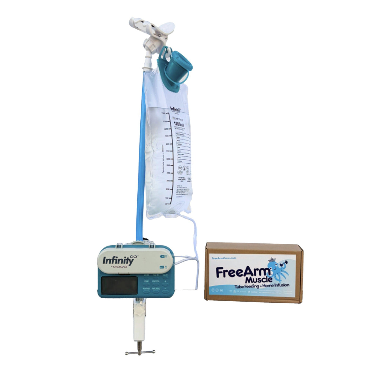 Feeding Tube / Infusion Bag Holder FreeArm® Muscle Blue For Feeding Bags, Gravity Sryinges, Lightweight Feeding Pumps - Nu...
