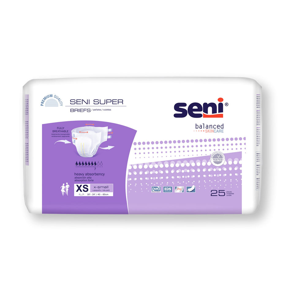 Seni Super Heavy Absorbency Incontinence Brief, Extra Small-Unisex Adult Incontinence Brief Seni Super X-Small Disposable Heavy Absorbency