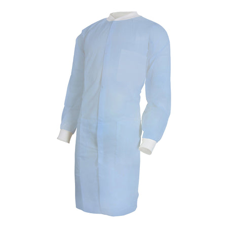 McKesson Lab Coat, Small / Medium, Blue-Lab Coat McKesson Blue Small / Medium Knee Length Spunbond Polypropylene Disposable