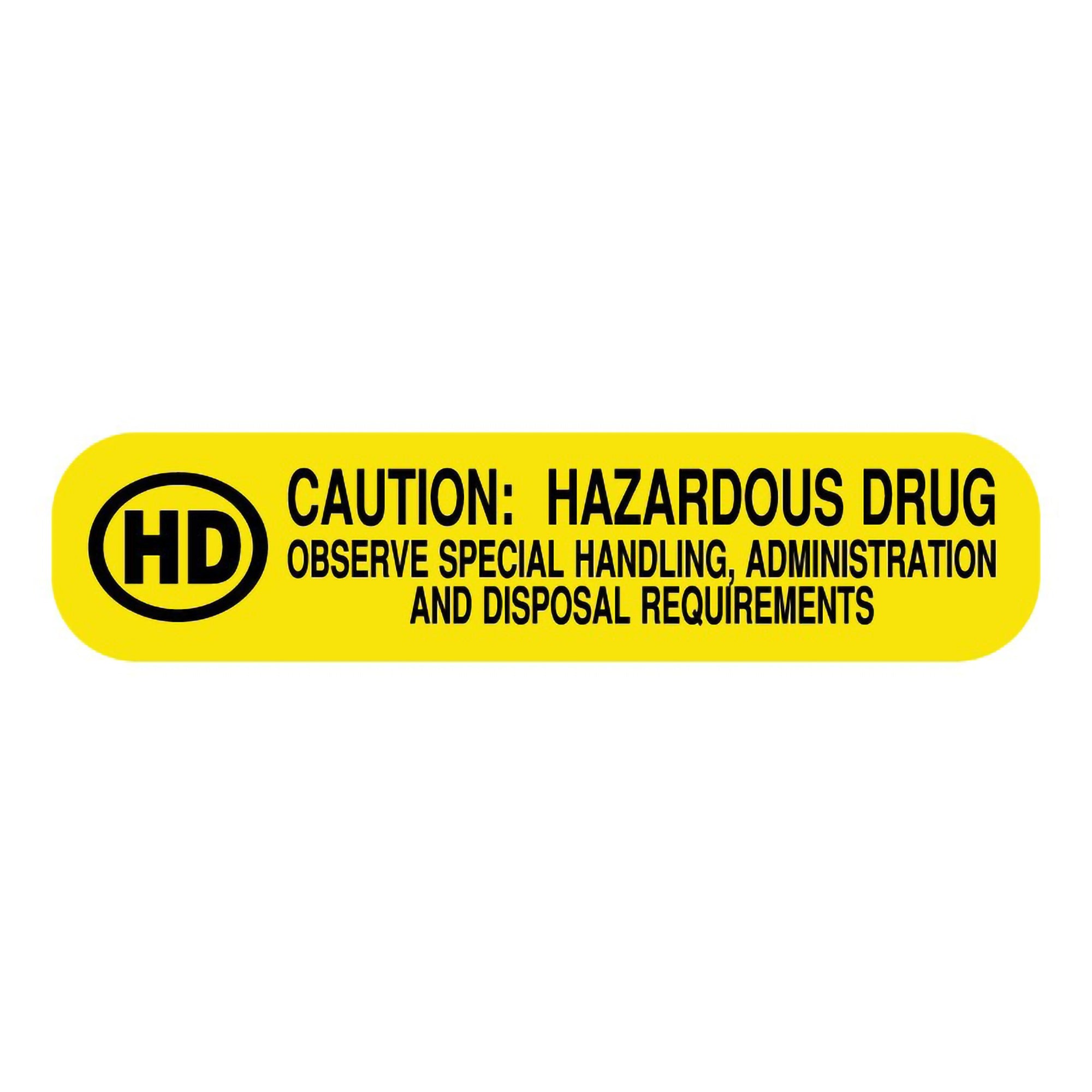 UAL Hazardous Drug, Medication Instruction Label, 1.625 x 0.375 Inch-Pre-Printed Label UAL Caution Label Yellow Paper Caution: Hazardous Drug Black Biohazard 3/8 X 1-5/8 Inch