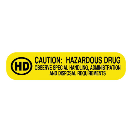 UAL Hazardous Drug, Medication Instruction Label, 1.625 x 0.375 Inch-Pre-Printed Label UAL Caution Label Yellow Paper Caution: Hazardous Drug Black Biohazard 3/8 X 1-5/8 Inch