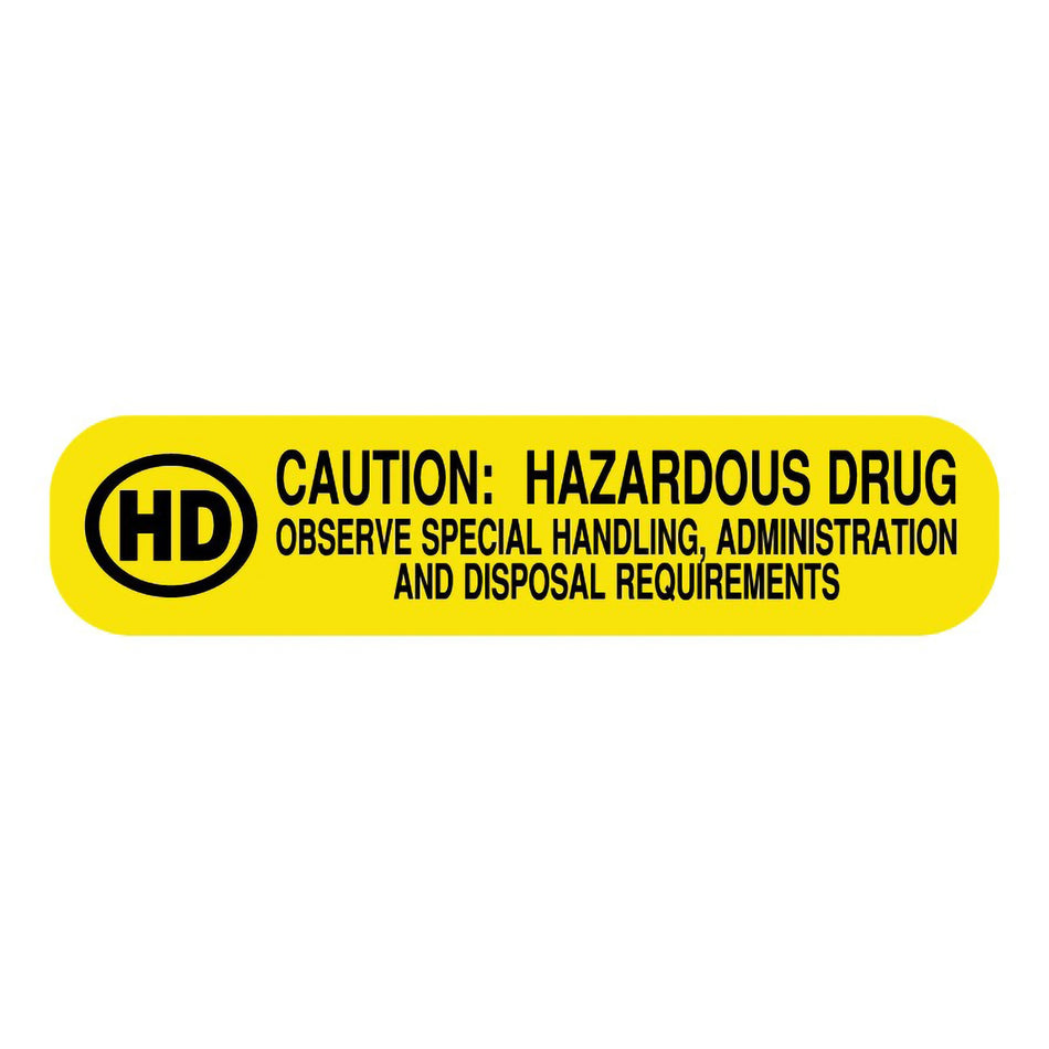 UAL Hazardous Drug, Medication Instruction Label, 1.625 x 0.375 Inch-Pre-Printed Label UAL Caution Label Yellow Paper Caution: Hazardous Drug Black Biohazard 3/8 X 1-5/8 Inch