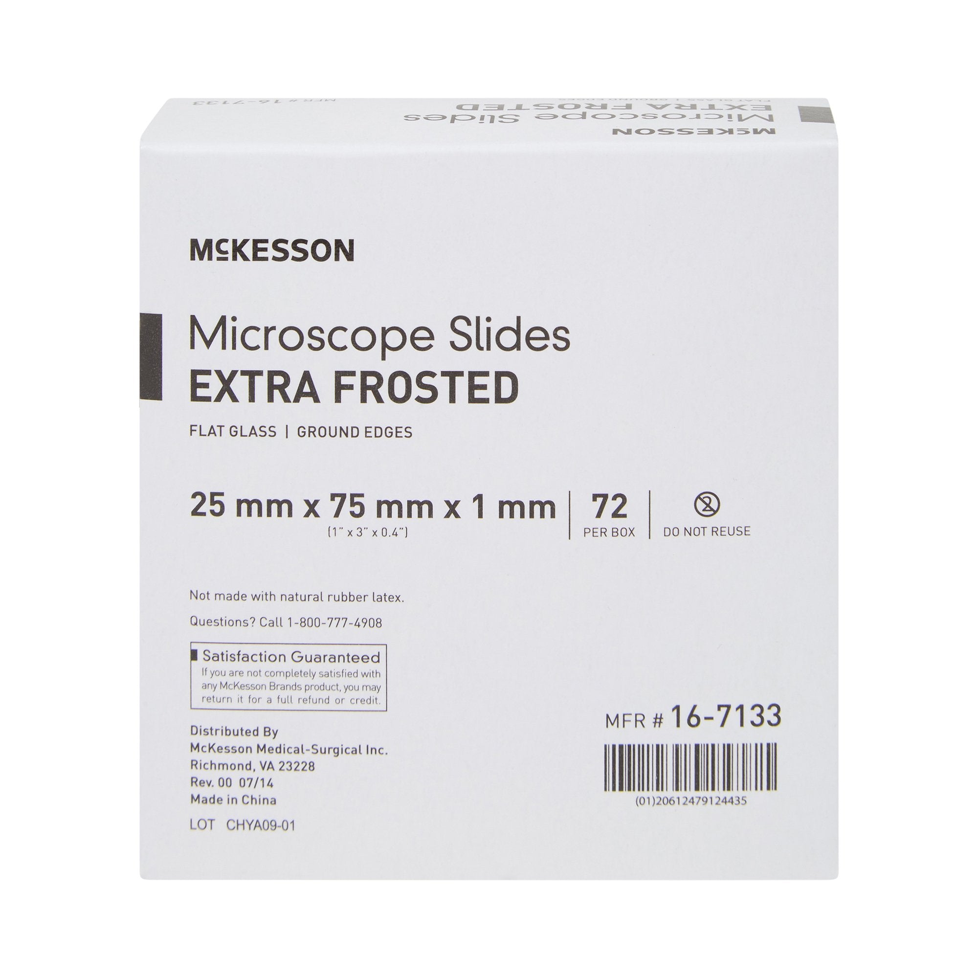 McKesson Glass Microscope Slide, 1 x 3 Inch x 1 mm-Microscope Slide McKesson 1 X 3 Inch X 1 mm Extra-Frosted End