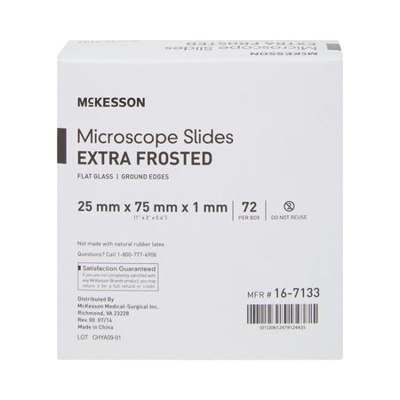 McKesson Glass Microscope Slide, 1 x 3 Inch x 1 mm-Microscope Slide McKesson 1 X 3 Inch X 1 mm Extra-Frosted End