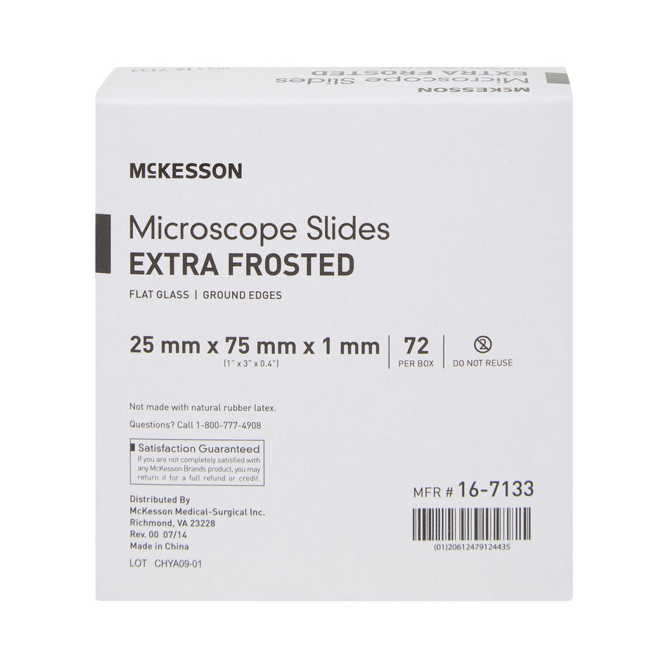 McKesson Glass Microscope Slide, 1 x 3 Inch x 1 mm-Microscope Slide McKesson 1 X 3 Inch X 1 mm Extra-Frosted End