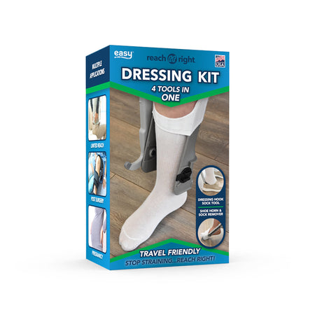 Reach Right Dressing Hip Kit with Shoe Horn, Sock Aid, Dressing Hook-Dressing Aid Stick Reach Right 34 Inch Length