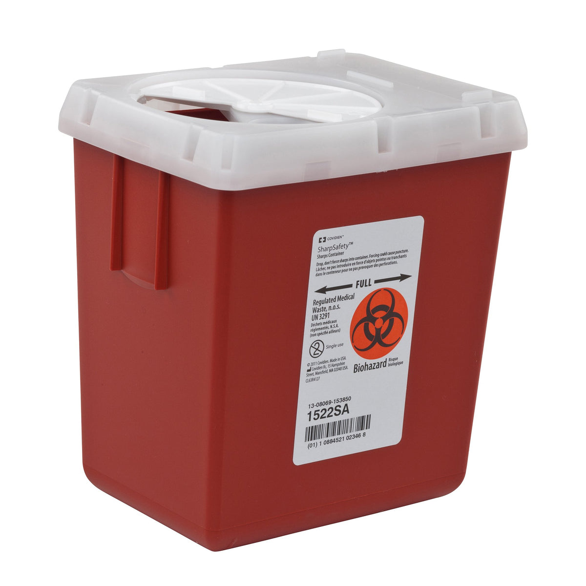 AutoDrop Phlebotomy Sharps Container, 2.2 Quart, 7 x 6 x 4 Inch-Sharps Container AutoDrop Red Base 7-1/4 H X 6-1/2 W X 4-1/2 D Inch Vertical Entry 0.55 Gallon