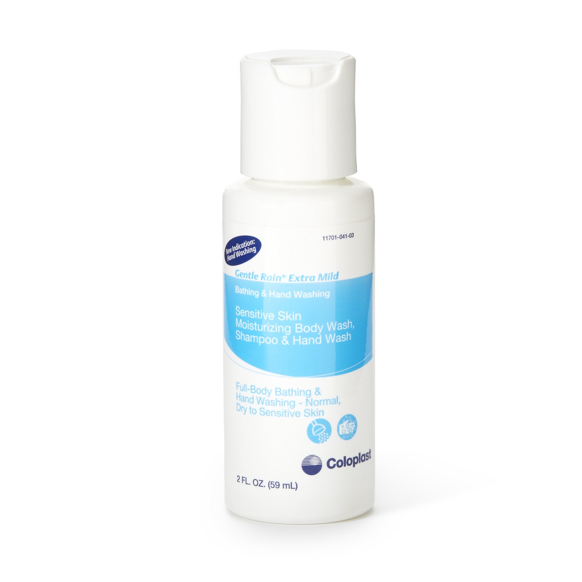 Coloplast Gentle Rain Shampoo and Body Wash, Scented, 2 oz, Flip Top Bottle-Shampoo and Body Wash Gentle Rain 2 oz. Flip Top Bottle Scented