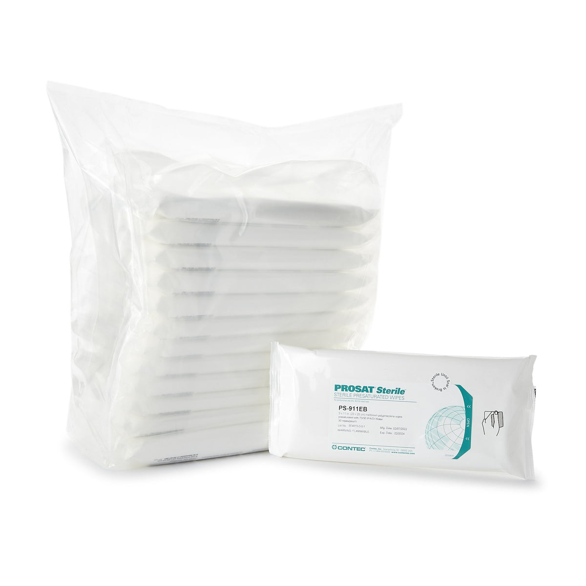 PROSAT Sterile PreSaturated Cleanroom Wipe-PROSAT Sterile Surface Disinfectant Cleaner Premoistened Cleanroom Manual Pull Wipe 30 Count Pouch Alcohol Scent Sterile