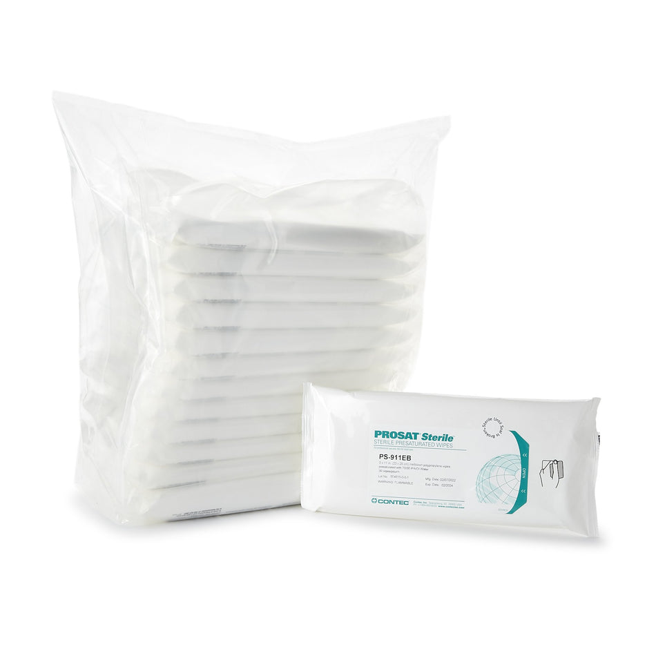 PROSAT Sterile PreSaturated Cleanroom Wipe-PROSAT Sterile Surface Disinfectant Cleaner Premoistened Cleanroom Manual Pull Wipe 30 Count Pouch Alcohol Scent Sterile