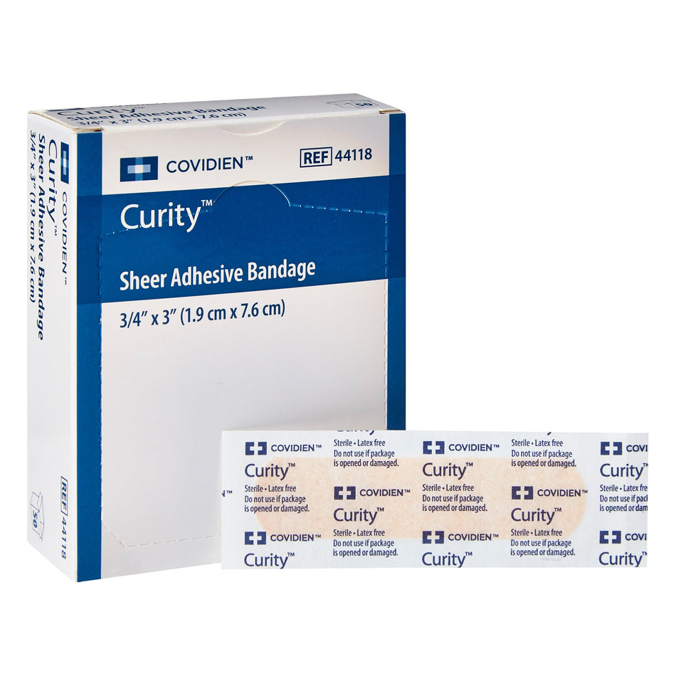 Curity� Sheer Adhesive Strip, � x 3 Inch-Adhesive Strip Curity� 3/4 X 3 Inch Plastic Rectangle Sheer Sterile