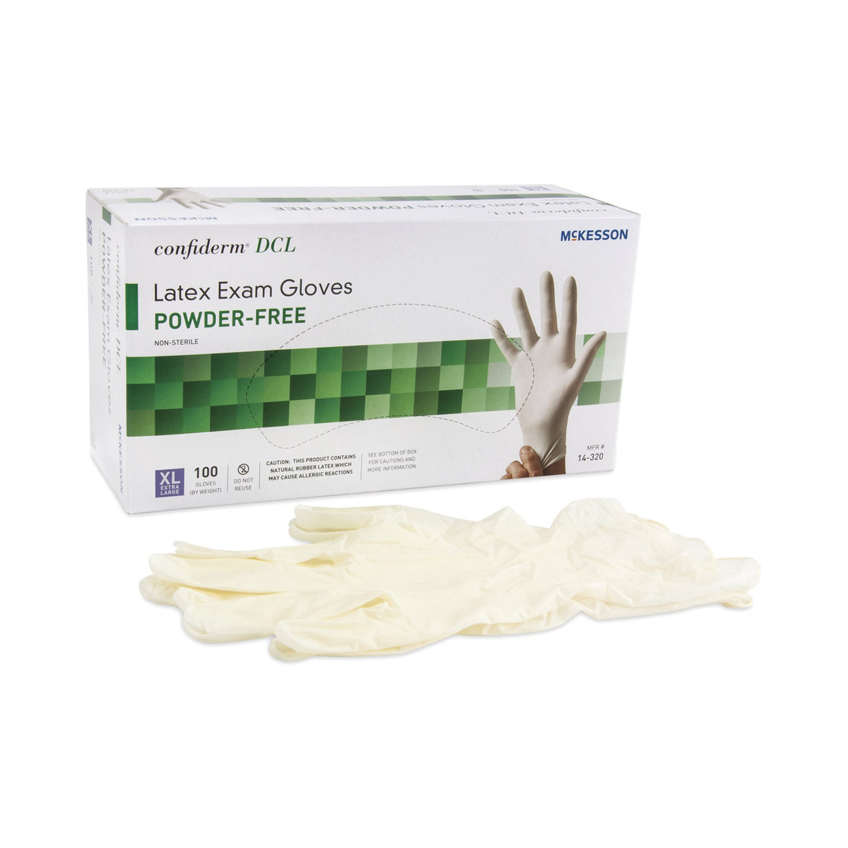 McKesson Confiderm Latex Exam Glove, Extra Large, Ivory-Exam Glove McKesson Confiderm X-Large NonSterile Latex Standard Cuff Length Smooth Ivory Not Rated