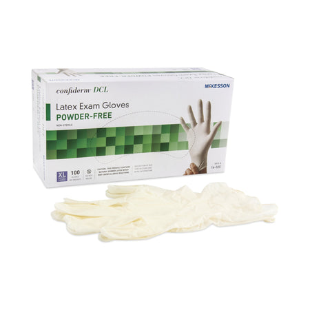 McKesson Confiderm Latex Exam Glove, Extra Large, Ivory-Exam Glove McKesson Confiderm X-Large NonSterile Latex Standard Cuff Length Smooth Ivory Not Rated