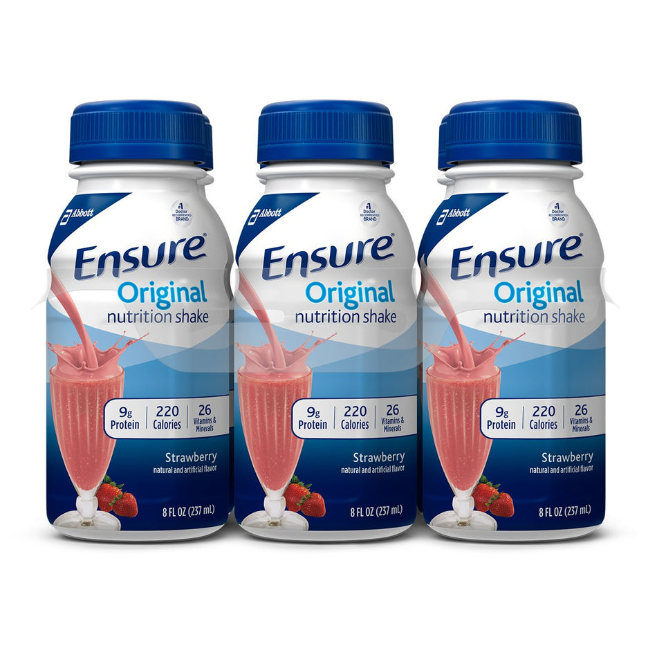 Ensure Original Nutrition Shake, Strawberry, 8-ounce bottle-Oral Supplement Ensure Original Shake Strawberry Flavor Liquid 8 oz. Bottle