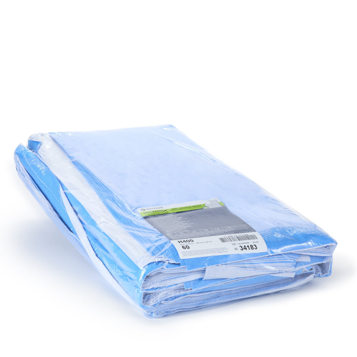 Quick Check H400 Sterilization Wrap, 24 x 24 Inch-QUICK CHECK* H400 Sterilization Wrap White / Blue 24 X 24 Inch Dual Layer SMS Polypropylene Steam / EO Gas / Hydrogen Peroxide