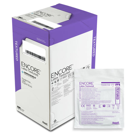 Encore Latex Textured Surgical Glove, Size 7, Ivory-Surgical Glove ENCORE Latex Textured Size 7 Sterile Latex Standard Cuff Length Fully Textured Ivory Chemo Tested