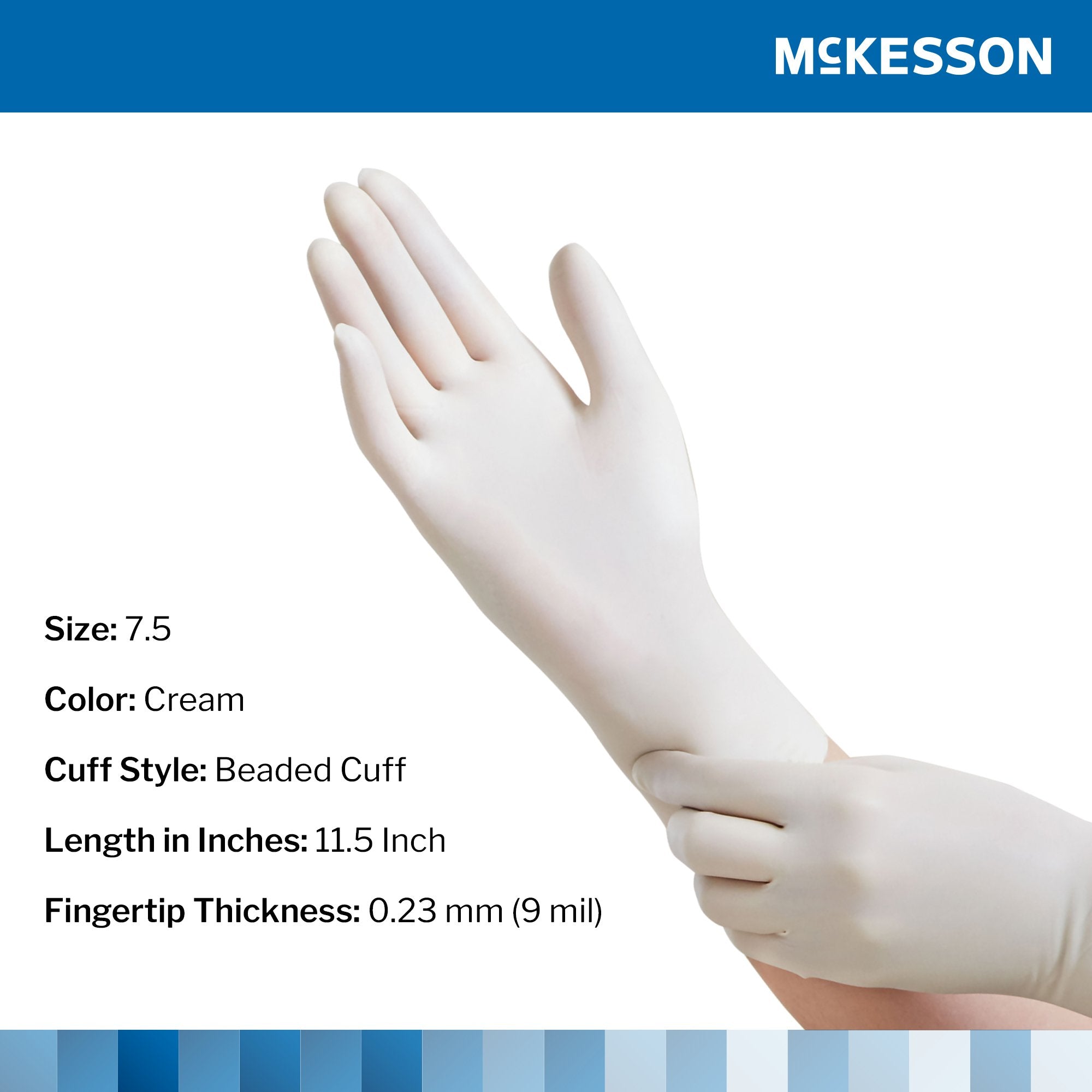 McKesson Perry Performance Plus Surgical Glove, Size 7.5, Cream-Surgical Glove McKesson Perry Performance Plus Size 7.5 Sterile Latex Standard Cuff Length Smooth Cream Not Chemo Approved