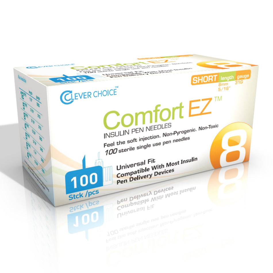 Comfort EZ Standard Insulin Pen Needle, 31 Gauge, 8 mm Length-Standard Insulin Pen Needle Comfort EZ 31 Gauge 8 mm Length NonSafety
