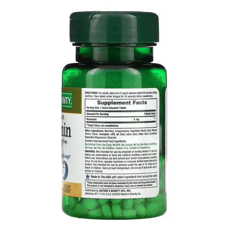 Nature's Bounty Melatonin 3 mg Capsules-Sleep Aid Nature's Bounty 120 per Bottle Tablet 3 mg Strength